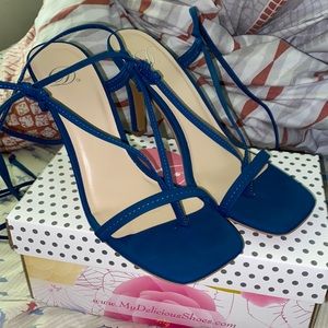 Selling royal blue heels.